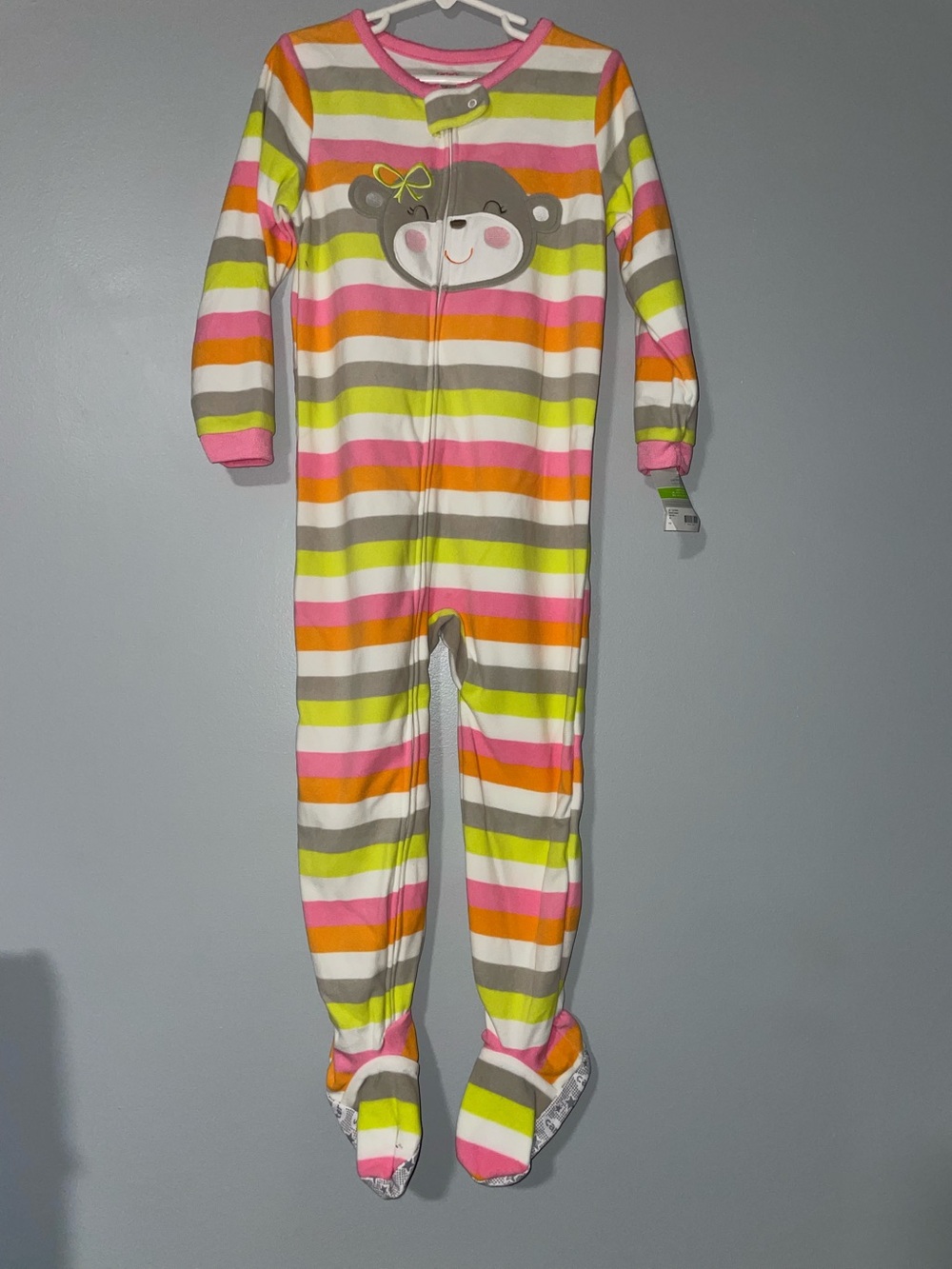 🐒NWT Carters Striped Monkey Footed One-Piece Sleeper
